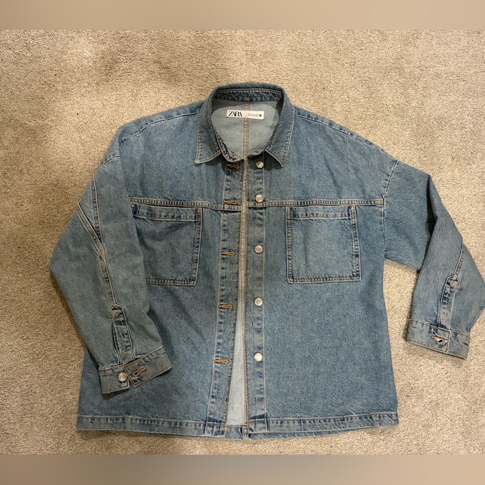 Zara Classic oversized Blue Denim Shirt Jacket